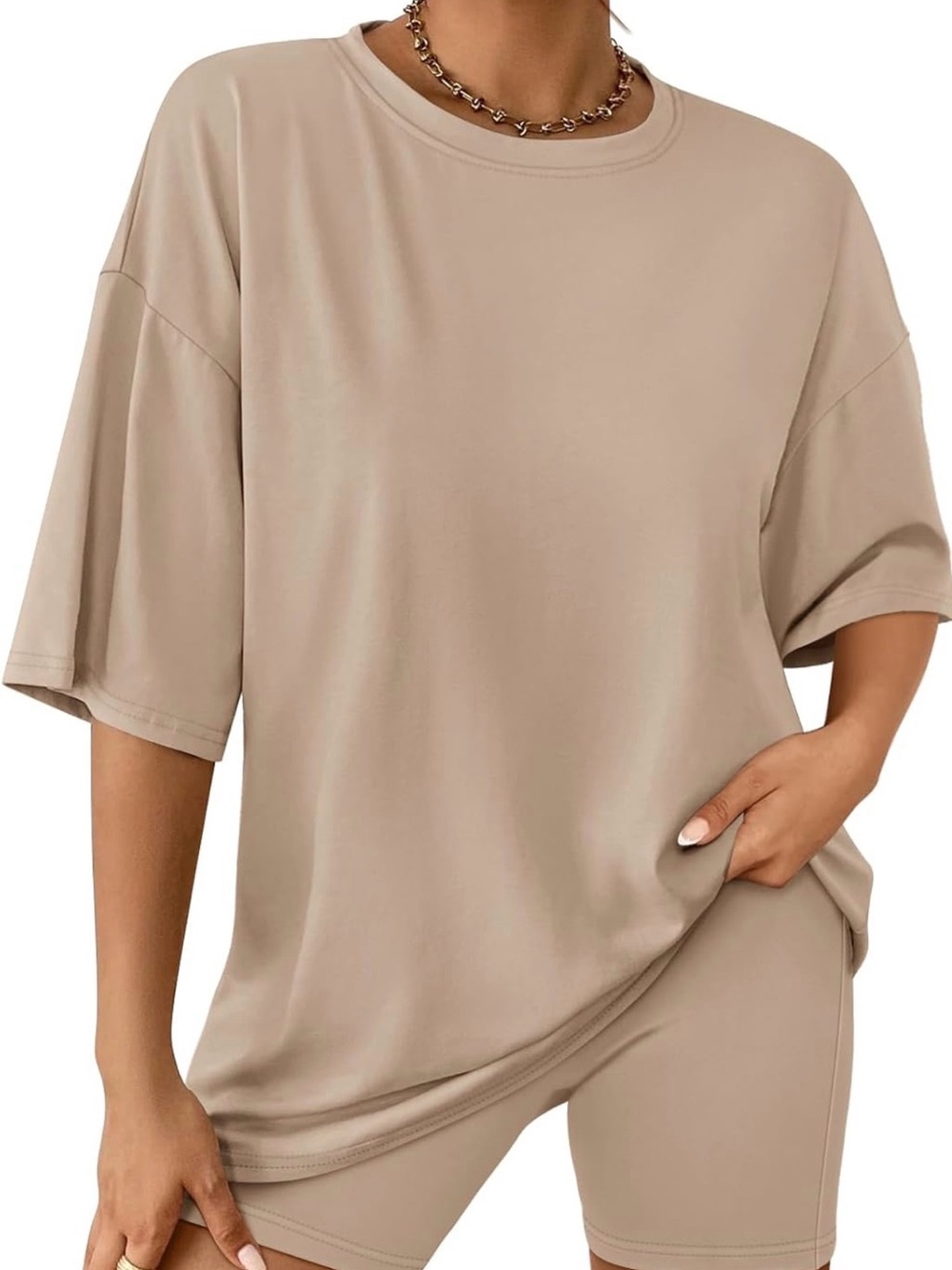 Women’s 2-Piece Set | Oversized Tee and Biker Shorts